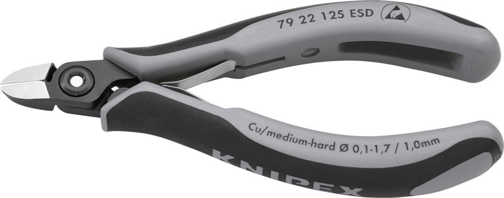 Elektronikai oldalcsípő fogó, precíziós, ESD 125 mm/0,2-1,7 mm, kerek fej termék fő termékképe