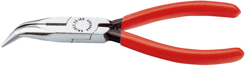 Félkerekcsőrű fogó hajlított, polír.fej, PVC nyél 160 mm, 40°-os, vágóéllel termék fő termékképe