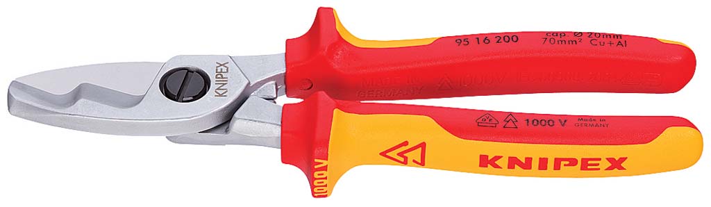 Szigetelt kábelvágó olló, kétkomponensű nyél 1000V 200 mm, d=20/70 mm2 termék fő termékképe