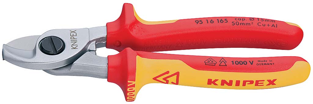 Szigetelt kábelvágó olló, kétkomponensű nyél 1000V 165 mm, d=15/50 mm2 termék fő termékképe