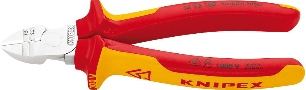 Szigetelt oldalcsípő fogó, kétkomponensű nyél 160 mm, 1,5+2,5 mm2, 1000V termék fő termékképe