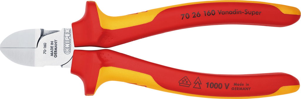 KNIPEX Szigetelt oldalcsípő fogó, kétkomponensű nyél 160 mm, 1000V termék fő termékképe
