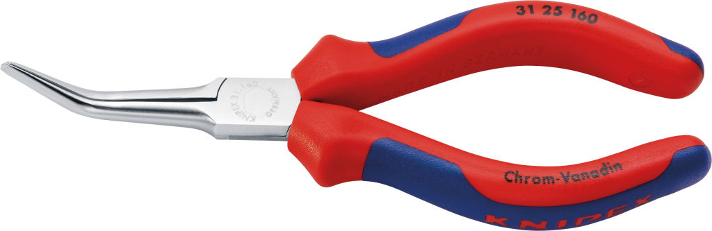 Laposfogó hosszúcsőrű tűhegyű, króm.fej, kétk.nyél 160 mm, hajlított 45° termék fő termékképe