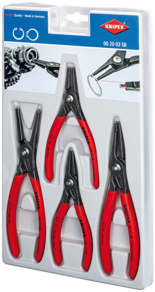 Seegergyűrű fogó klt. prec. K-BE, műanyag dobozban 4 részes,J1-J2/A1-A2, 10-60mm termék fő termékképe