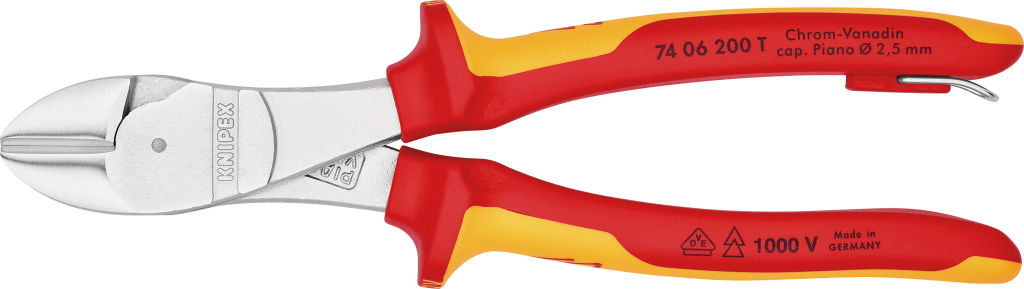 Szigetelt oldalcsípő fogó, ero, kétkomponensű nyél 200 mm, 1000V, leesés ellen biztosítható termék fő termékképe