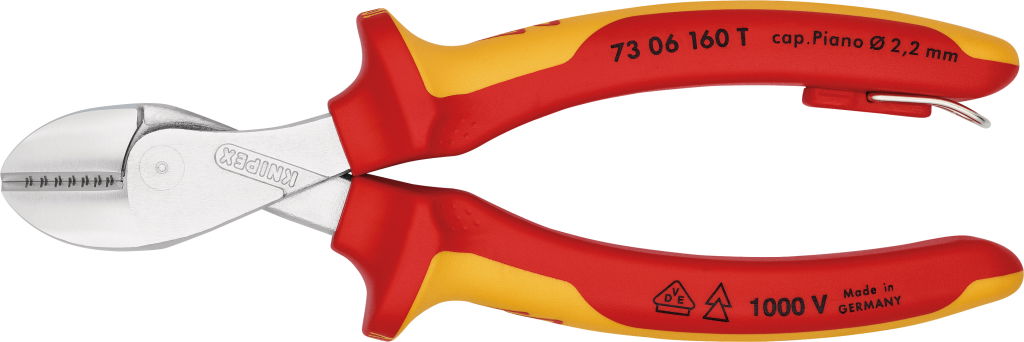 Szigetelt oldalcsípő fogó, ero, kétkomponensű nyél 160 mm, X-CUT, 1000V, leesés ellen biztosítható termék fő termékképe