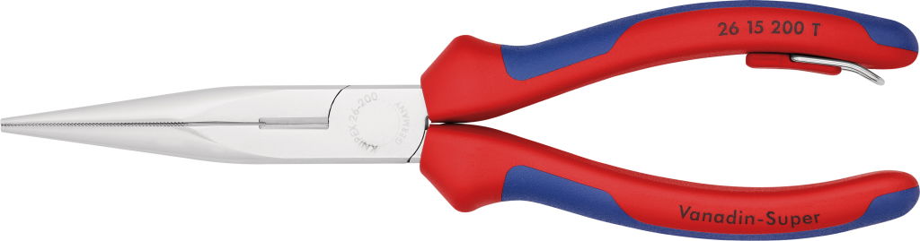 Félkerekcsőrű fogó hosszú, vágóél, kétk.nyél 200 mm, krómozott fej, leesés ellen biztosítható termék fő termékképe