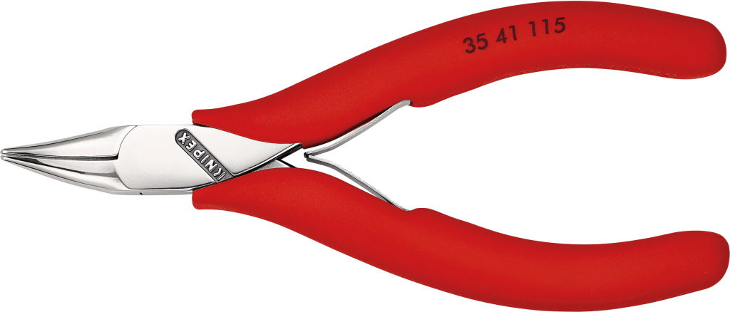 Elektronikai félkerekcsőrű fogó, hajlított 115 mm, 45°-os, műanyag nyél termék fő termékképe