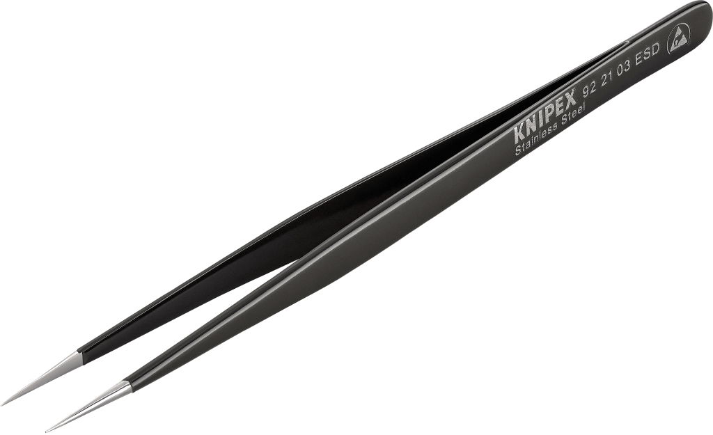 Univerzális csipesz, egyenes INOX, ESD, SS.SA.NE.B 140 mm, hegyes 0,3 mm termék fő termékképe