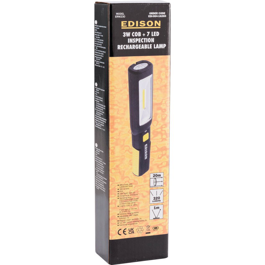 Edison INSPECTION LED USB RECHARGEABLELAMP 3W COB+7LED 230V termék fő termékképe