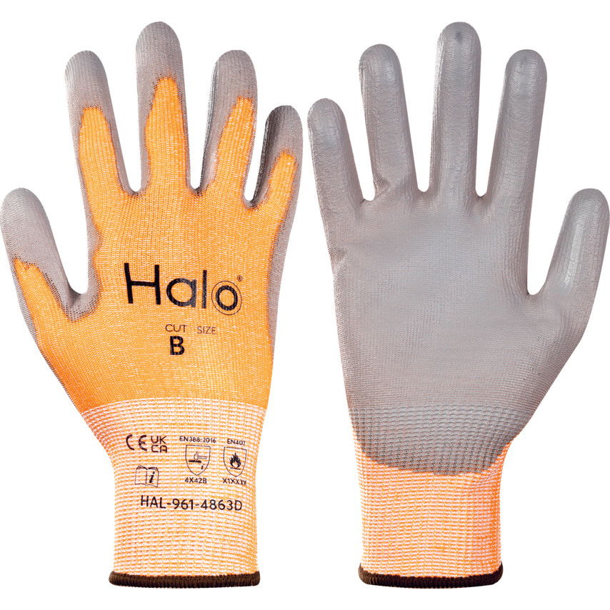 PU borítású habszivacs kesztyű CUT-3  SZÜRKE/NARANCS SZ-11 termék fő termékképe