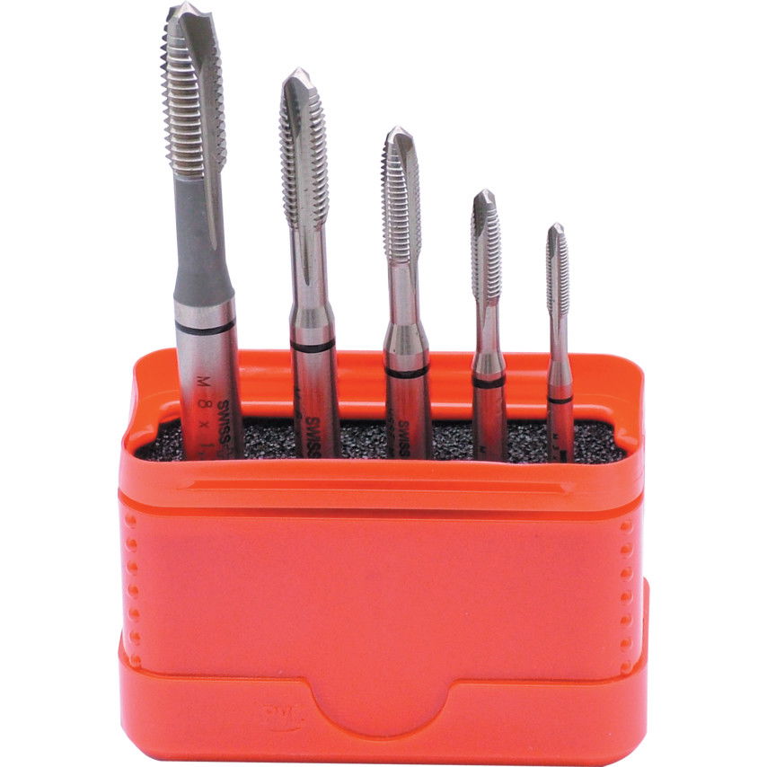 M3-M8 fekete gyűrűs HSS-CO egyenes hornyú terelőéles gépi menetfúró készlet (5 db-os) termék fő termékképe