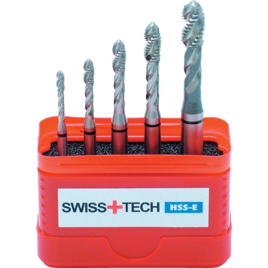 M3-M8 fekete gyűrűs HSS-E csavart hornyú gépi menetfúró készlet (5 db-os) termék fő termékképe