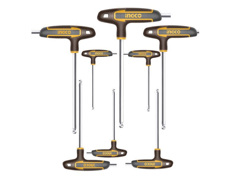 INGCO Gömbfejű imbusz T-kulcs készlet 8 részes S2 termék fő termékképe