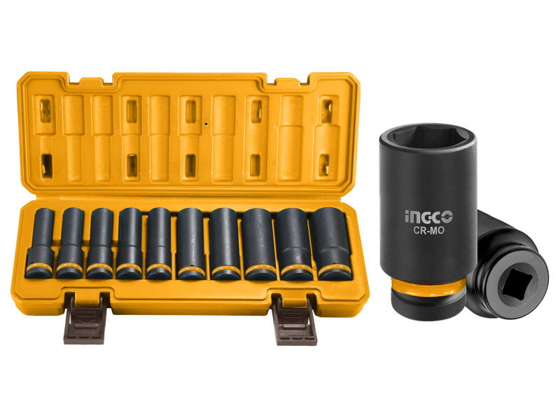 INGCO Gépi hosszú dugókulcs készlet 10 részes 1/2" 10-24 mm CrMo termék fő termékképe