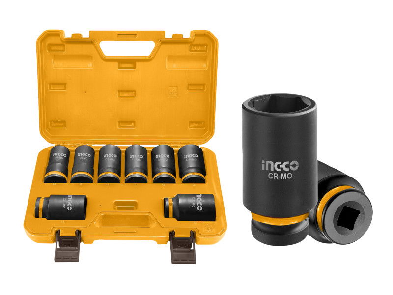 INGCO Gépi hosszú dugókulcs készlet 8 részes 3/4" 26-38 mm CrMo termék fő termékképe