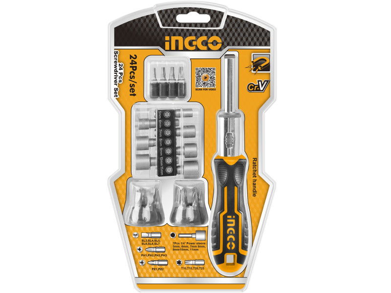 INGCO Racsnis csavarhúzó készlet 24 részes termék fő termékképe