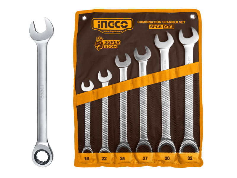 INGCO Racsnis csillag-villácskulcs készlet 6 részes 19-32 mm CrV termék fő termékképe
