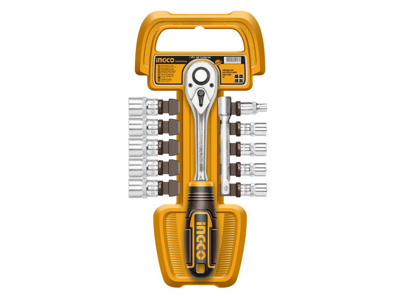 INGCO Dugókulcs készlet 12 részes 1/4" 5-14 mm CrV termék fő termékképe