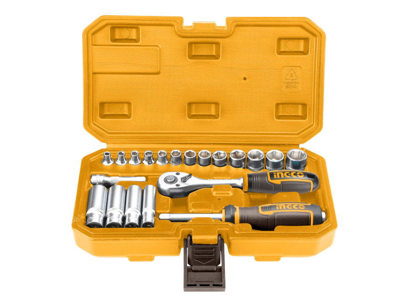 INGCO Dugókulcs készlet 20 részes 1/4" 4-14 mm CrV termék fő termékképe