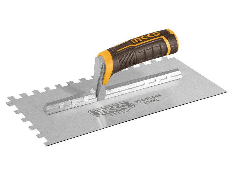 INGCO Fogazott glettvas 130 x 280 mm inox 10 x 10 mm lágy fogantyús termék fő termékképe