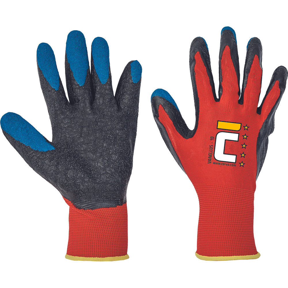 CERVA VANELLUS PES-latex mártott kesztyű piros termék fő termékképe
