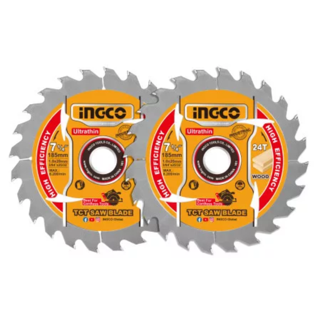 INGCO Fűrésztárcsa fához 185 x 20 x 1,0 mm / 24T (2 db) termék fő termékképe
