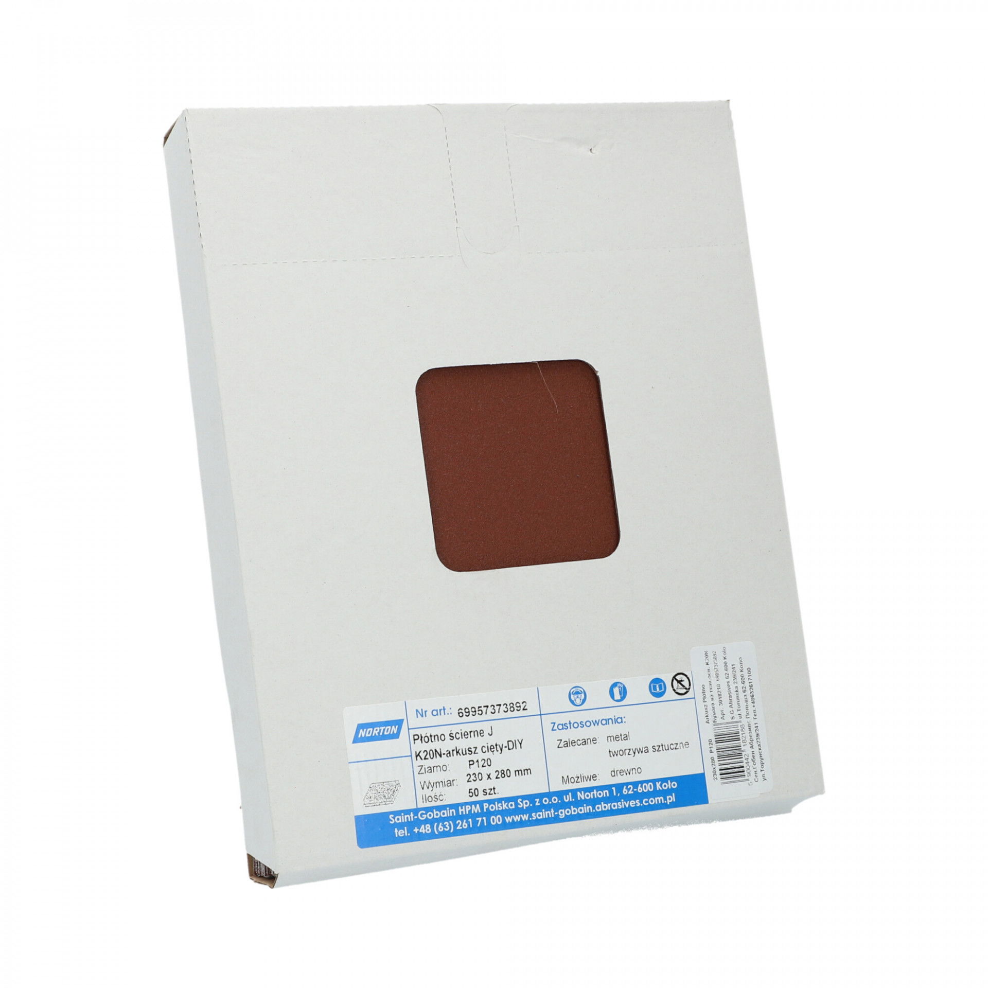 Norton K20N csiszolóvászon 230x280mm P120, 50 db/csomag termék fő termékképe