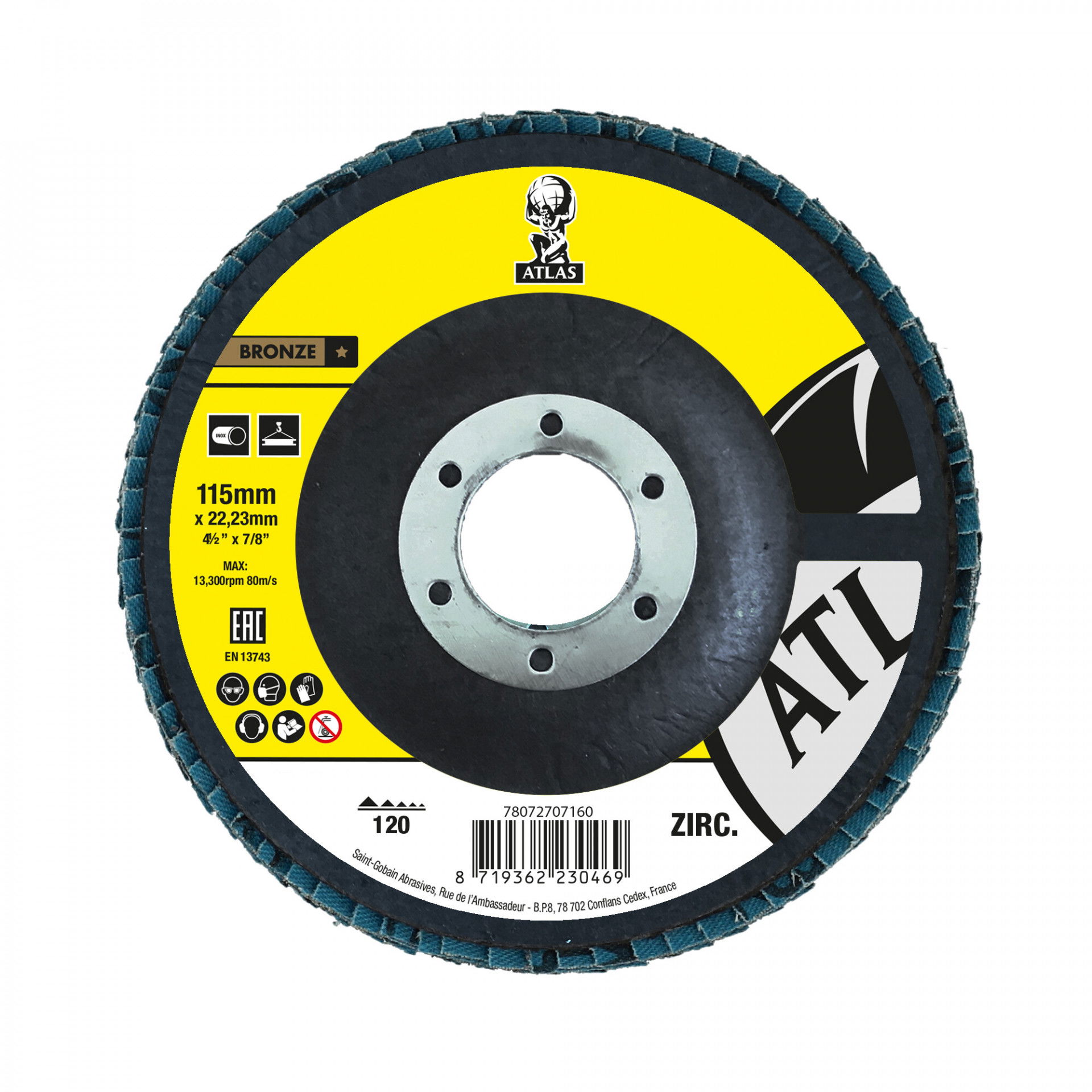 Atlas KX663 lamellás csiszolókorong Ø115x22 mm P120, 10 db/csomag termék fő termékképe